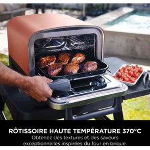 Four à pizza électrique NINJA Woodfire OO101EU orange inox, 1 pizza 30 cm, préchauffage 15 min, jusqu'à 370°C