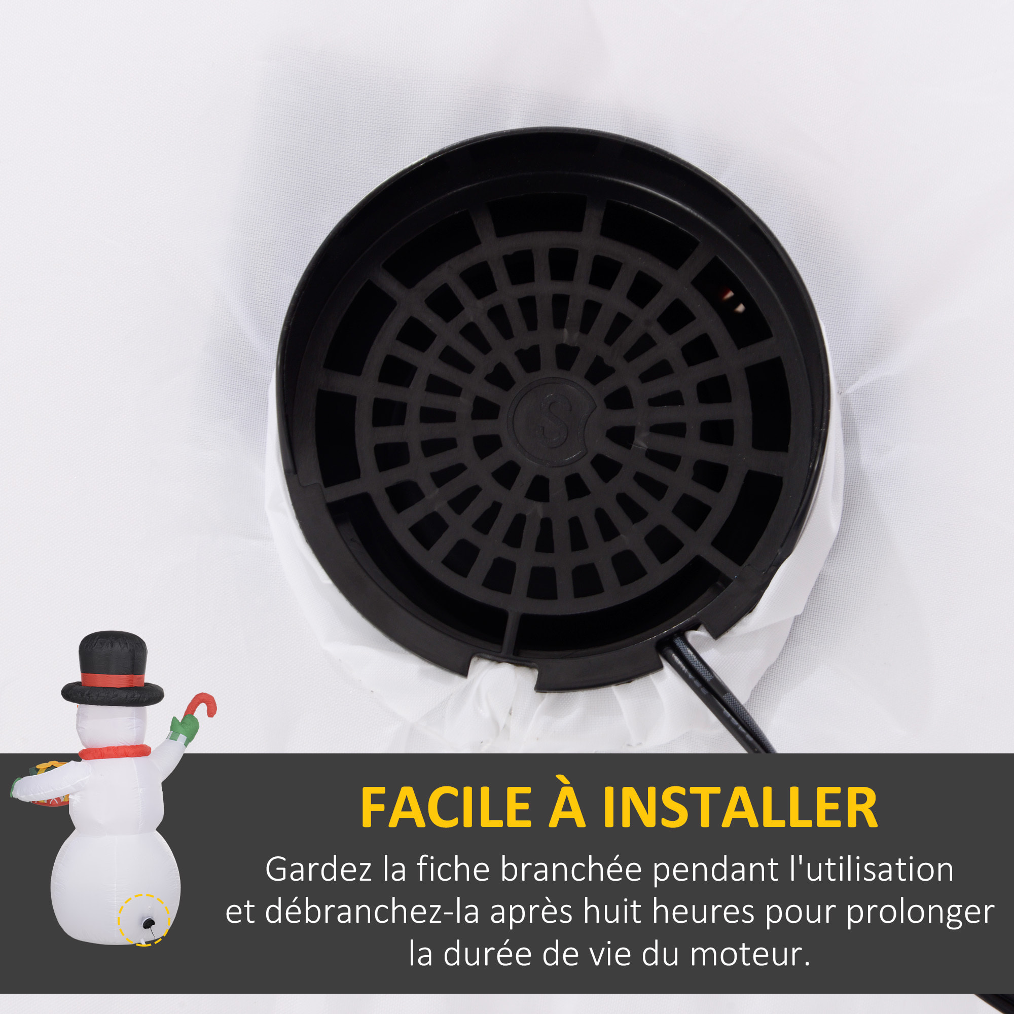 Bonhomme de neige gonflable de Noël de 180 cm avec lumières LED, matériel fixation et souffleur, décoration de Noël pour l'intérieur et l'extérieur résistant aux intempéries IP44