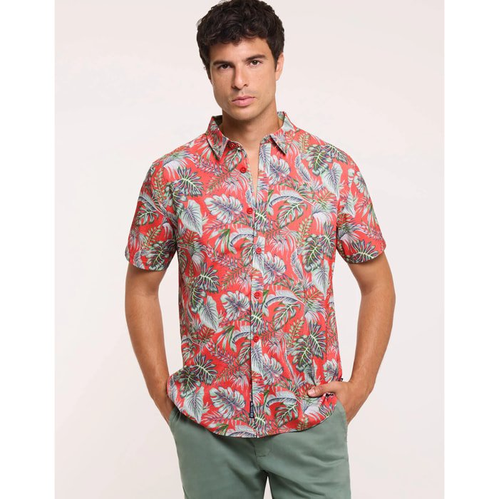 Camisa Tropical Manga Corta Coral - Lulicoast