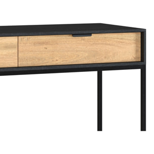 Console 2 tiroirs en bois d'acacia et pieds en métal noir - Jakson