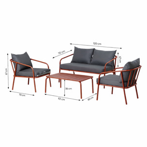 Salon de jardin 4 places terracotta EVORA