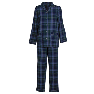PIGIAMA DONNA donna flanella invernale quadro blu e verde