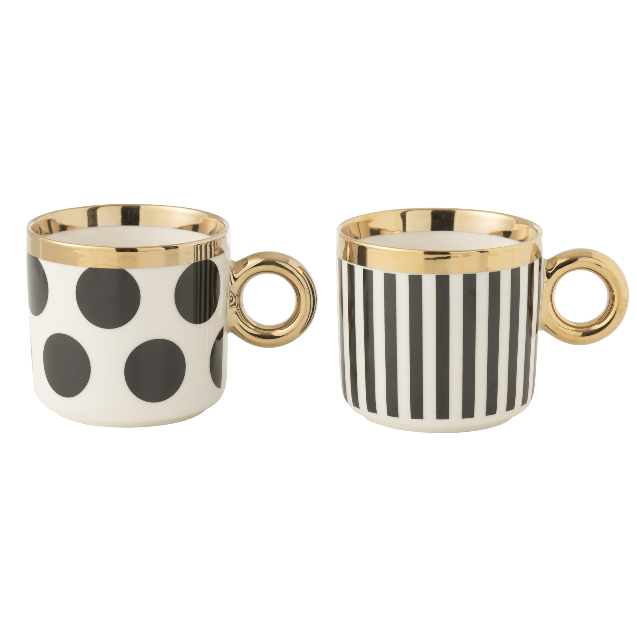 J-Line mug Pois/Lignes - céramique - mix - 2 pcs