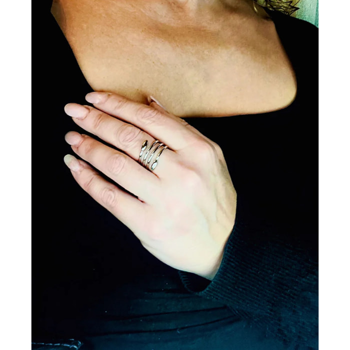 Anillo triple plaetado ajustable espiral. acero
