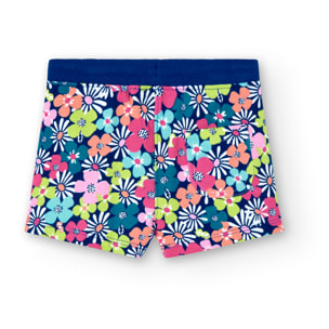 Short de felpa para niÃ±a estampado con flores, rosa, 248071