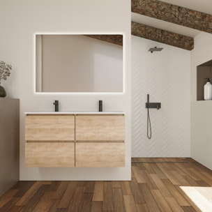 Ensemble Salle de Bain Kaji | Meuble Suspendu | 140 cm Bardolino | 4 Tiroirs | Lavabo Encastré | N'inclut pas Miroir | Alday