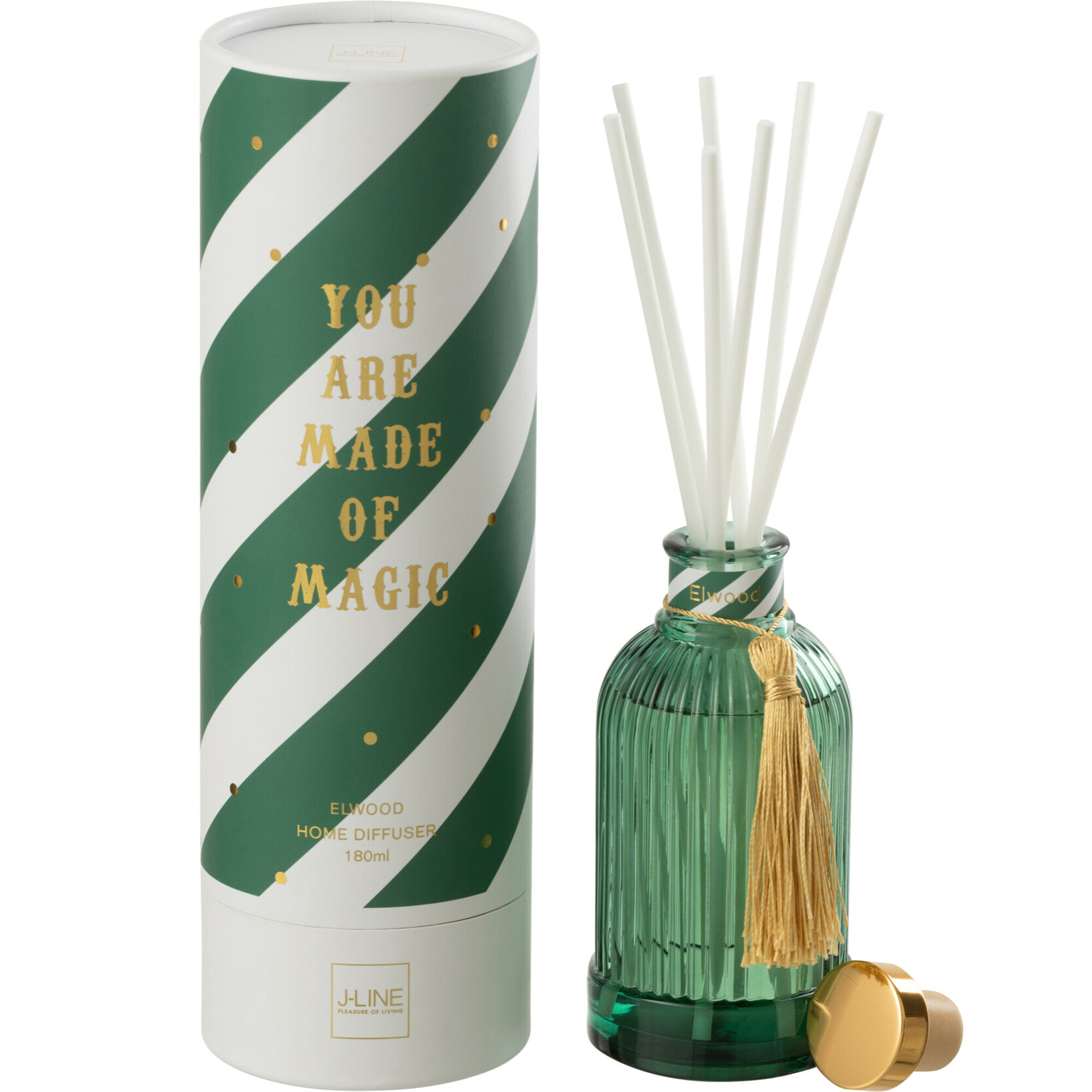 J-Line bâtonnets parfumés Magic - Elwood - verre - blanc/vert - small