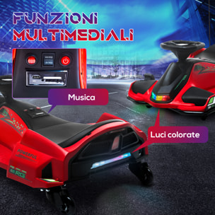 HOMCOM Go Kart Elettrico per Bambini 8-12 Anni Velocità 3-8 km/h per Drifting con Luci e Musica, Rosso