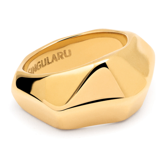 Anillo Tempo Acero Baño Oro