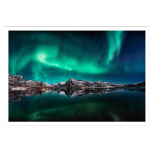 Poster lofoten aurora reflection Affiche seule