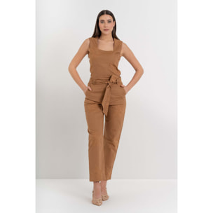 Kocca - Pantaloni da donna in cotone e lino con ricamo floreale Donna