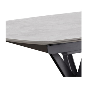 Table de repas ovale extensible 130 à 190 cm en céramique gris - SOPHIE