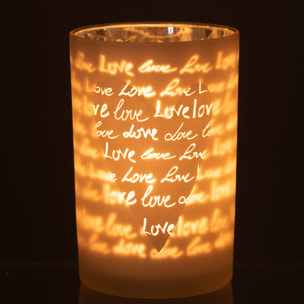 J-Line Photophore Love Verre Blanc Large