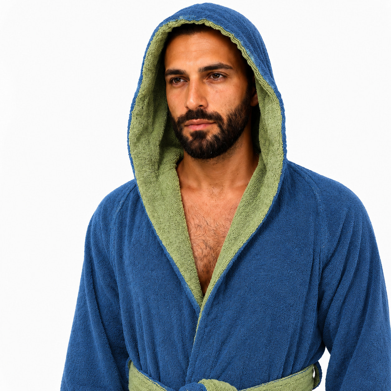 COTONE EGIZIANO Accappatoio Reverse in cotone egiziano 430 gr_Menta Indingo