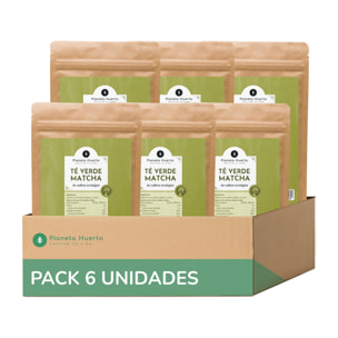 PLANETA HUERTO | Pack 6 Té Matcha Polvo 70g 100% Puro Alto Contenido Vitamina B12, Cultivo Eco, Apto Dietas Veganas - Té Matcha Sin Gluten, Sin Lactosa, Energizante Natural y Antioxidante Premium