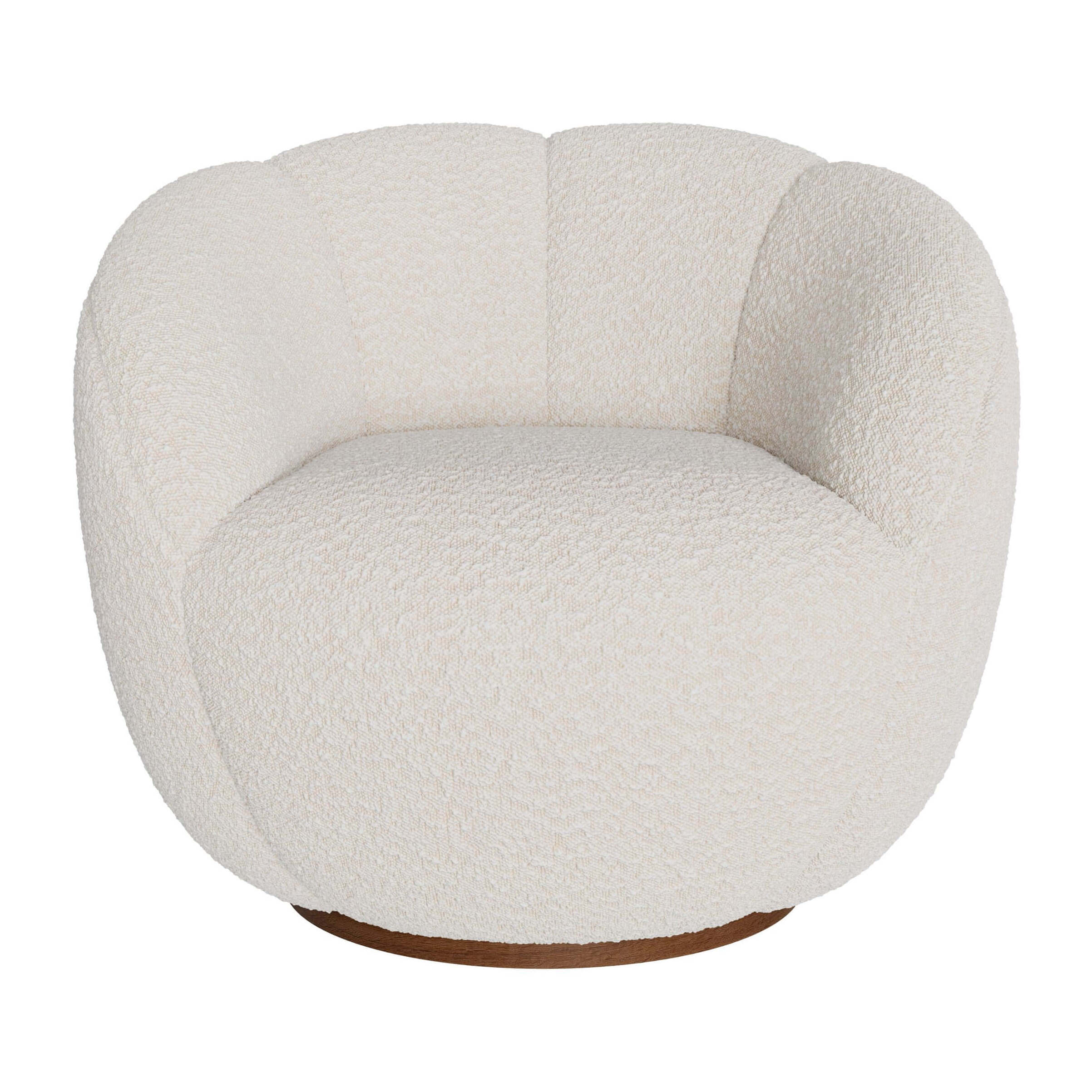 Fauteuil pivotant Ysé en tissu bouclé blanc