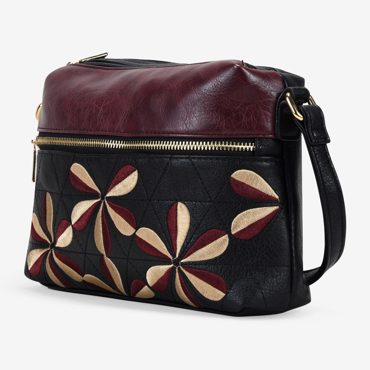 Bolso bandolera negro con doble cremallera