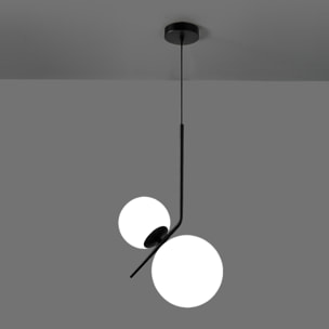 Suspension Tomasucci HENGET, en acier et verre, blanc