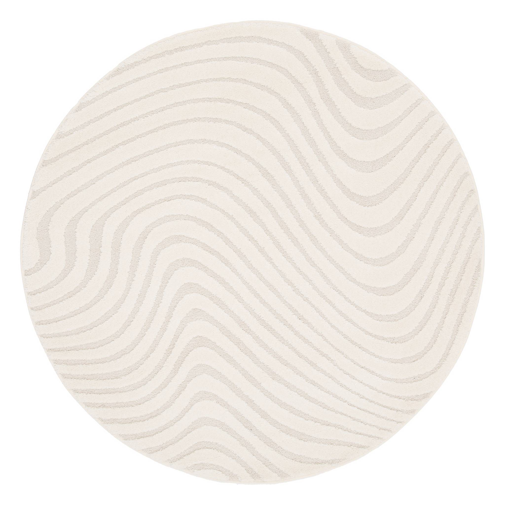 Tapis rond intérieur motifs ondulations en relief créme CHUCK