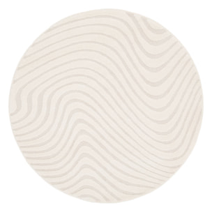 Tapis rond intérieur motifs ondulations en relief créme CHUCK