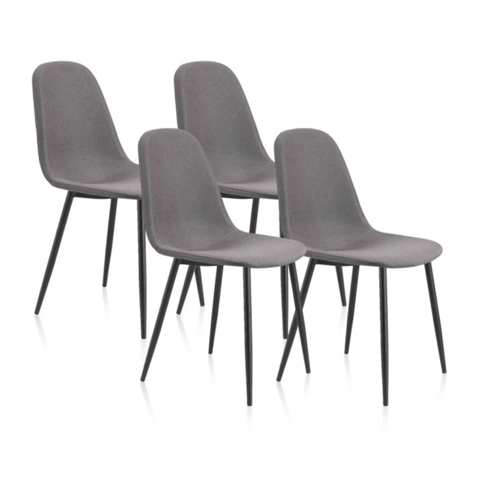 Pack 4 sillas de comedor Hall Gris