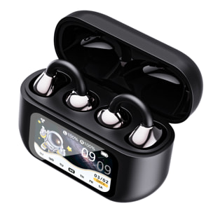 Cuffie sportive TWS XG-42, bluetooth 6.0. Assistente intelligente con traduzione in tempo reale e stazione di ricarica intelligente multifunzione con schermo touchscreen.