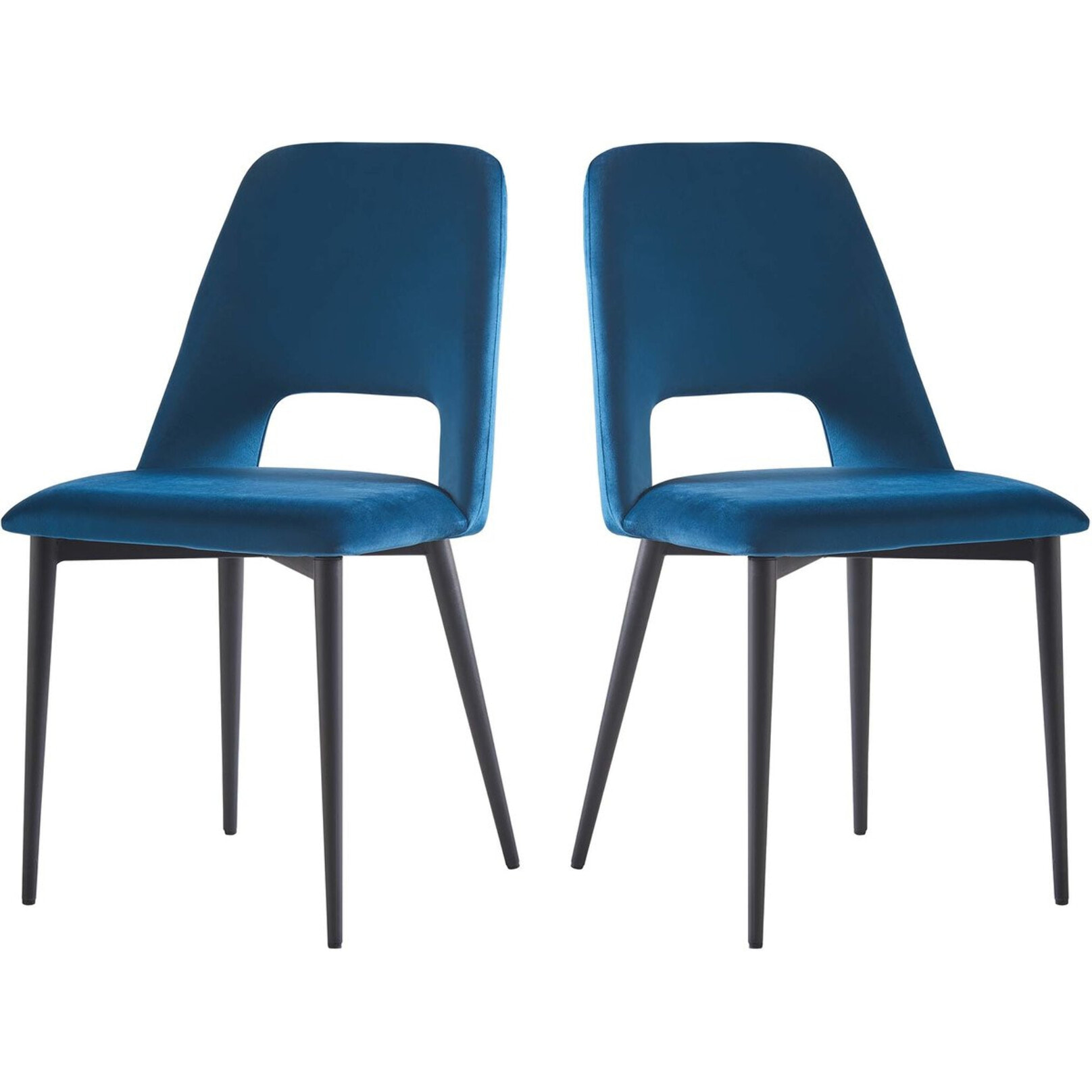 Lot de 2 Chaises en velours "Fedora" - Bleu foncé