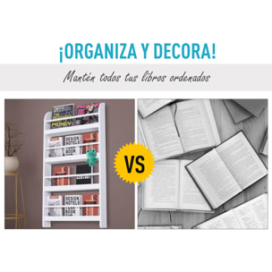 Librerías de Pared con 4 Estantes de Madera 59x12x113cm Blanco