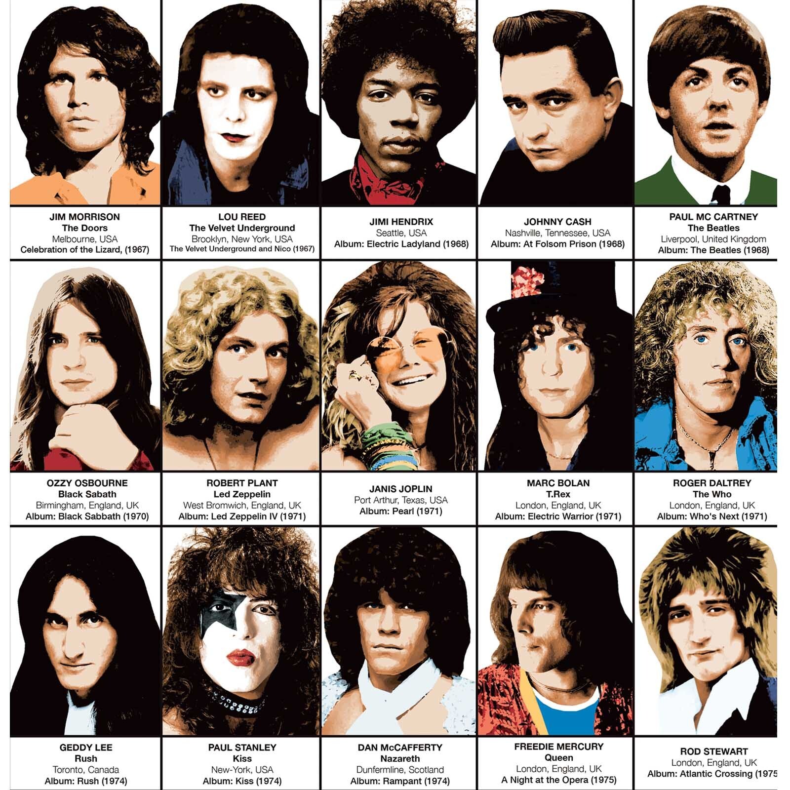 Affiche - Legendary Rockstars Singers - Olivier Bourdereau