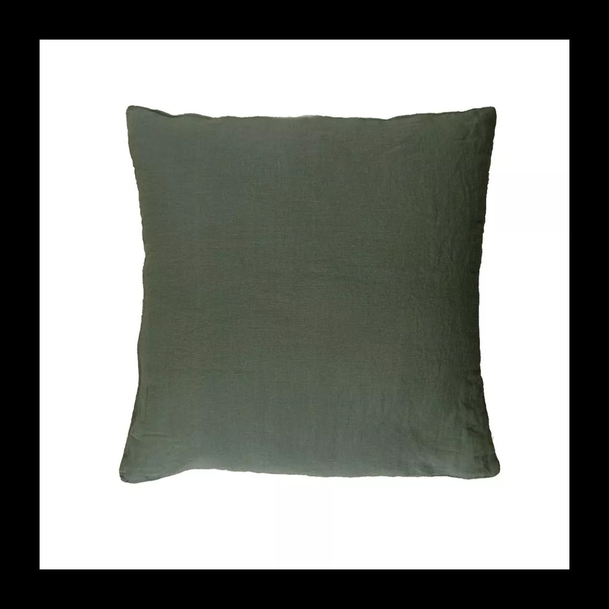 Taie d'oreiller pur lin lavé 160 g/m² uni vert Syracuse kaki