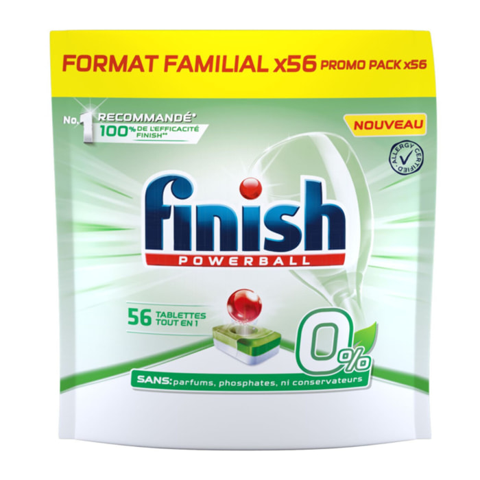 Pack de 5 Finish Tout en 1 0% x56 Format familial