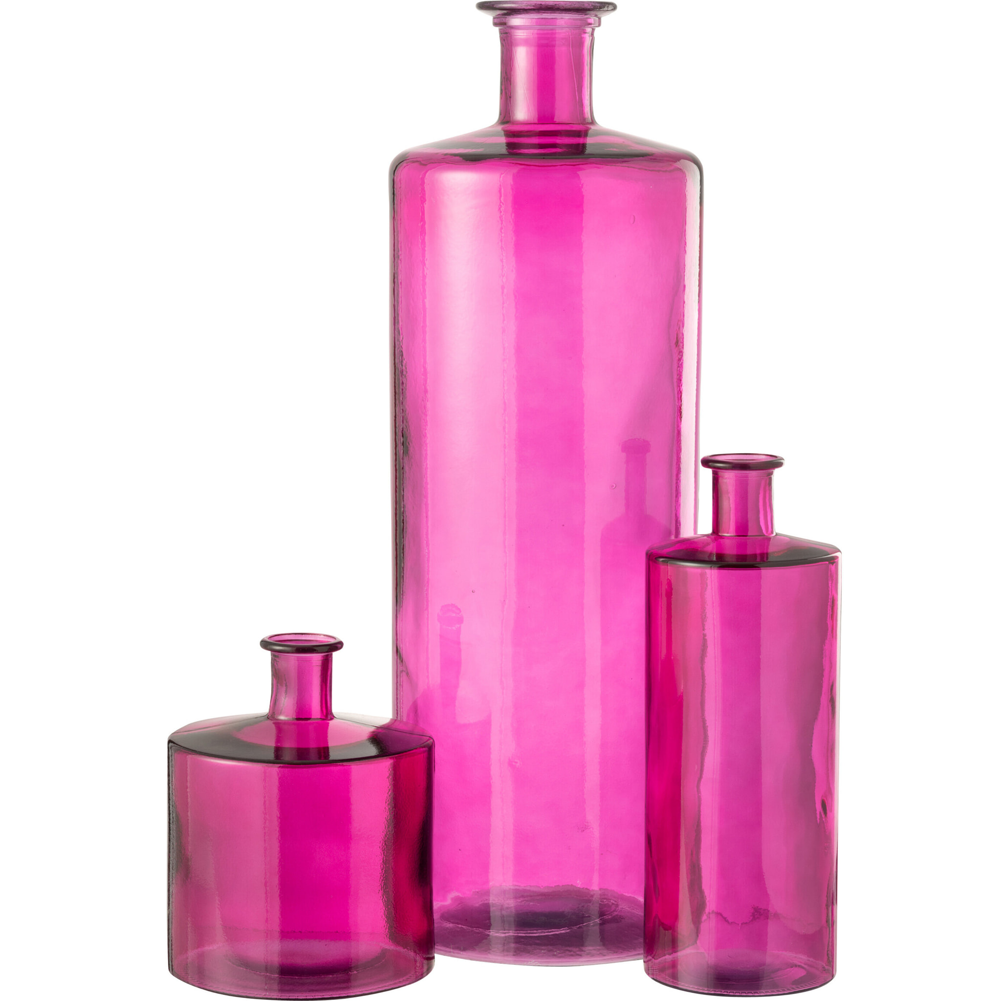 J-Line Vase Bottle Glass Pink Large