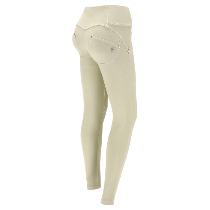 Pantaloni push up WR.UP® vita media tessuto navetta tinto in capo