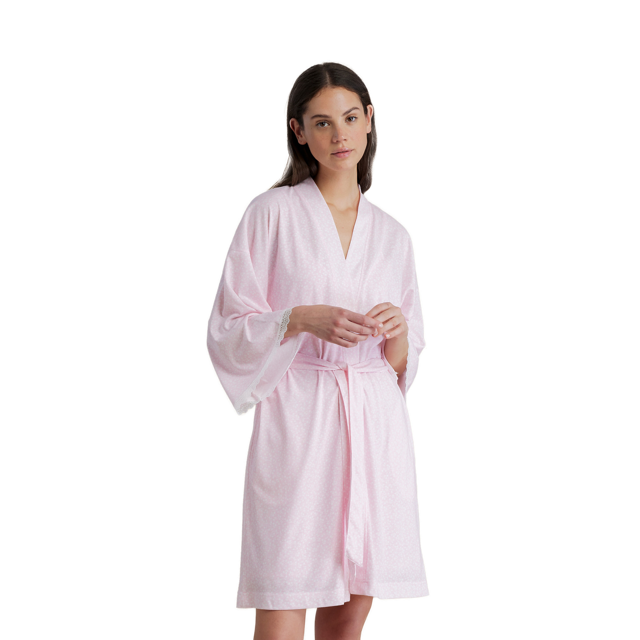 Vestaglia donna in cotone con manica 3/4 e cintura in vita articolo cherry bloom Noidinotte