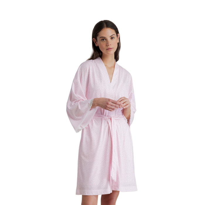 Vestaglia donna in cotone con manica 3/4 e cintura in vita articolo cherry bloom Noidinotte