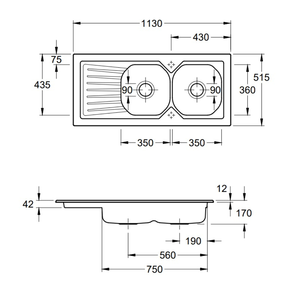 Evier Nestor Plus + Mitigeur cuisine bec haut GROHE Bauloop