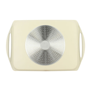 Plaque cuisson 44x27cm en fonte aluminium crème induction avec grille