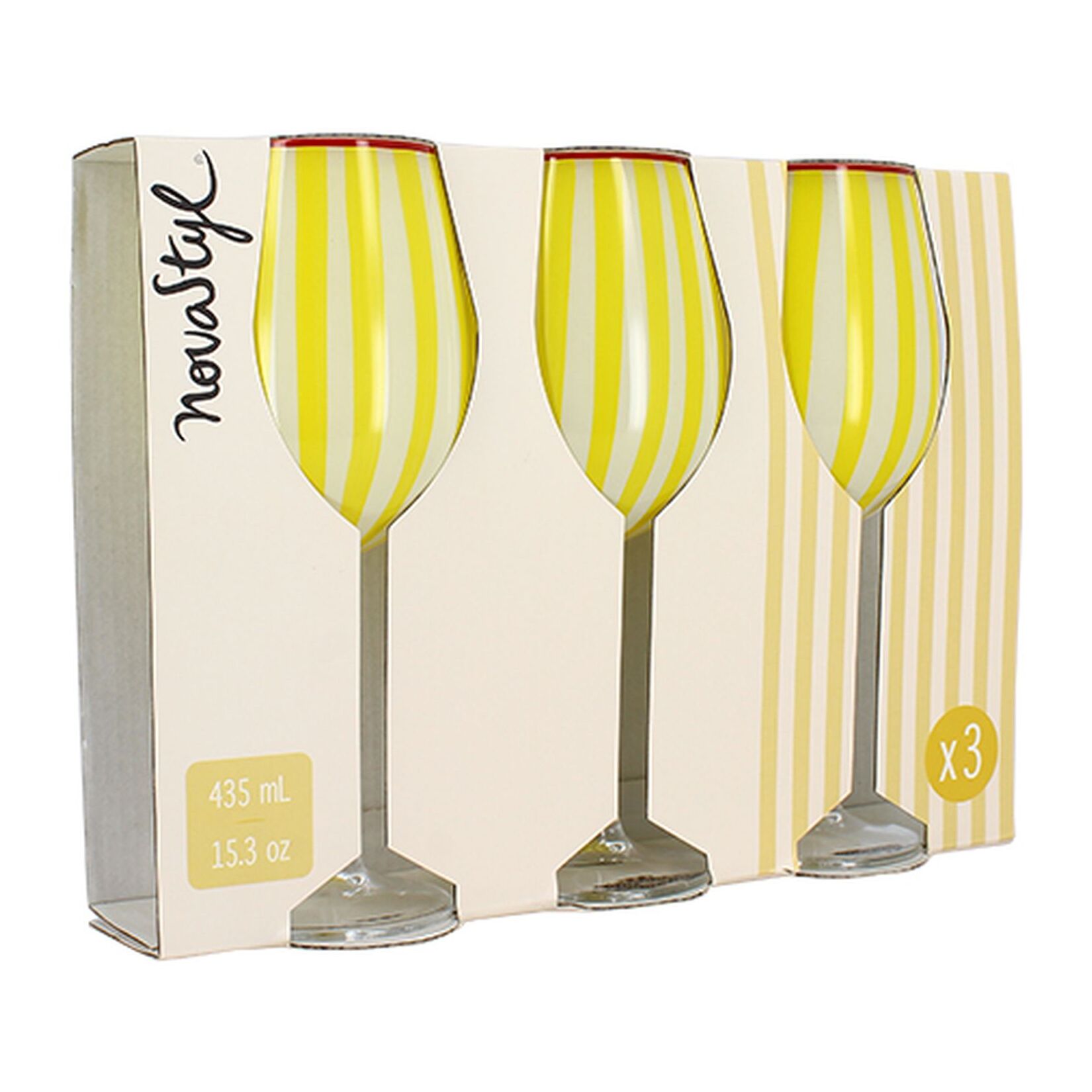 Lot de 3 verres à pied 43,5cl jaune CIRCUS