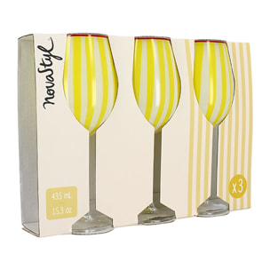 Lot de 3 verres à pied 43,5cl jaune CIRCUS