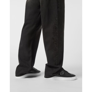 PHILIPP PLEIN Embroidered Beach Boy Fit Jeans Cross Gothic Plein