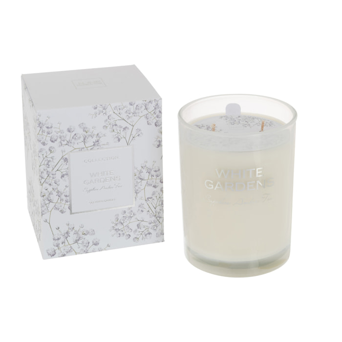 J-Line bougie parfumée White Gardens – Sapphire Amber Tea - blanc - large - 70H