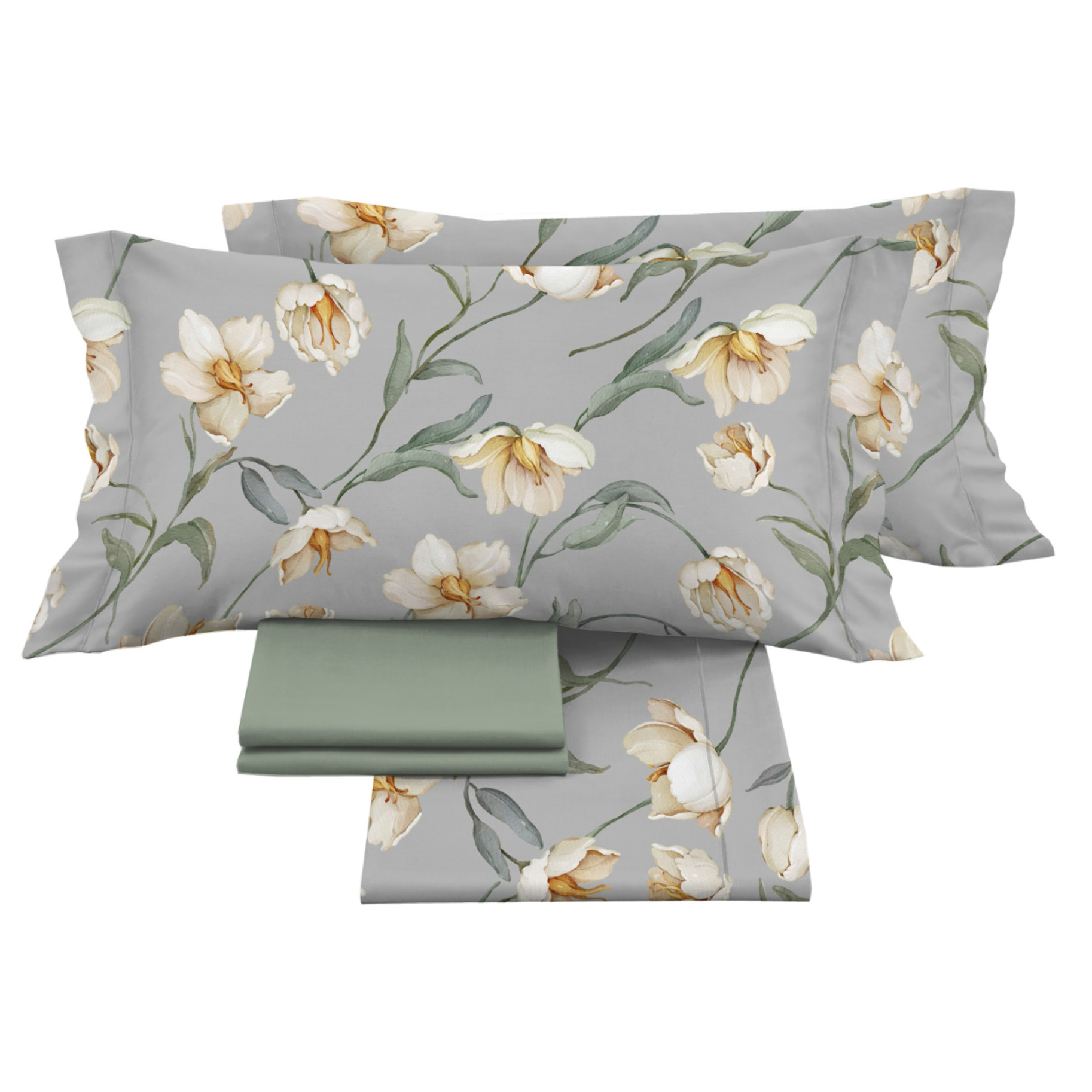 Completo Lenzuola Matrimoniale in Raso 60/60 Morbidezza Eleganza Floreale Lavinia