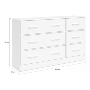 Commode Uma 9 tiroirs blanc