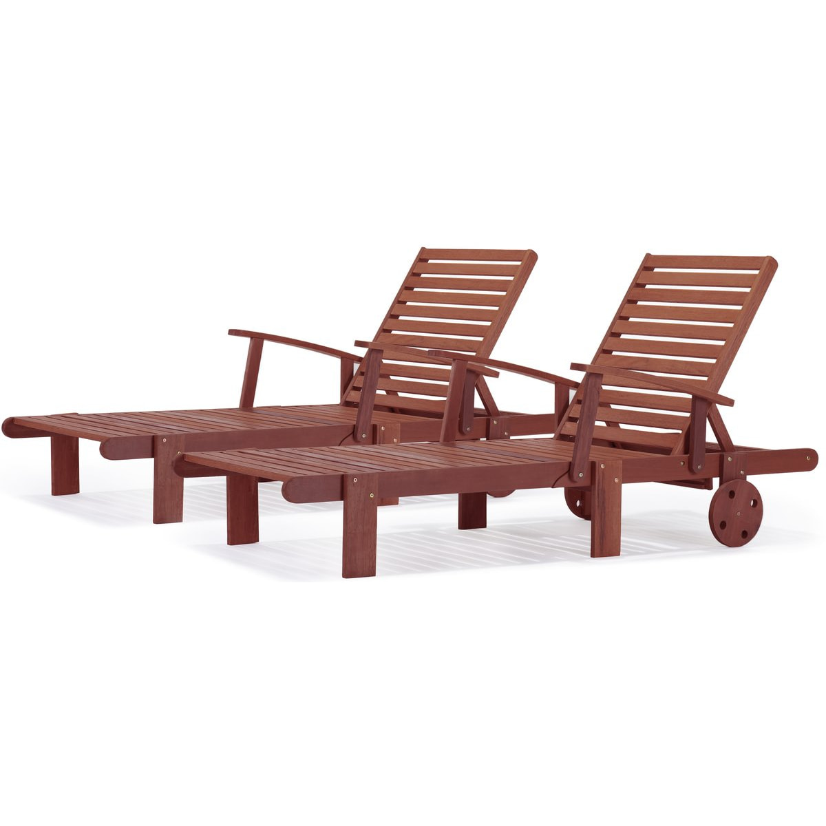 Bain de soleil pliant en bois exotique "Tokyo" - Mahogany - Marron acajou - Lot de 2