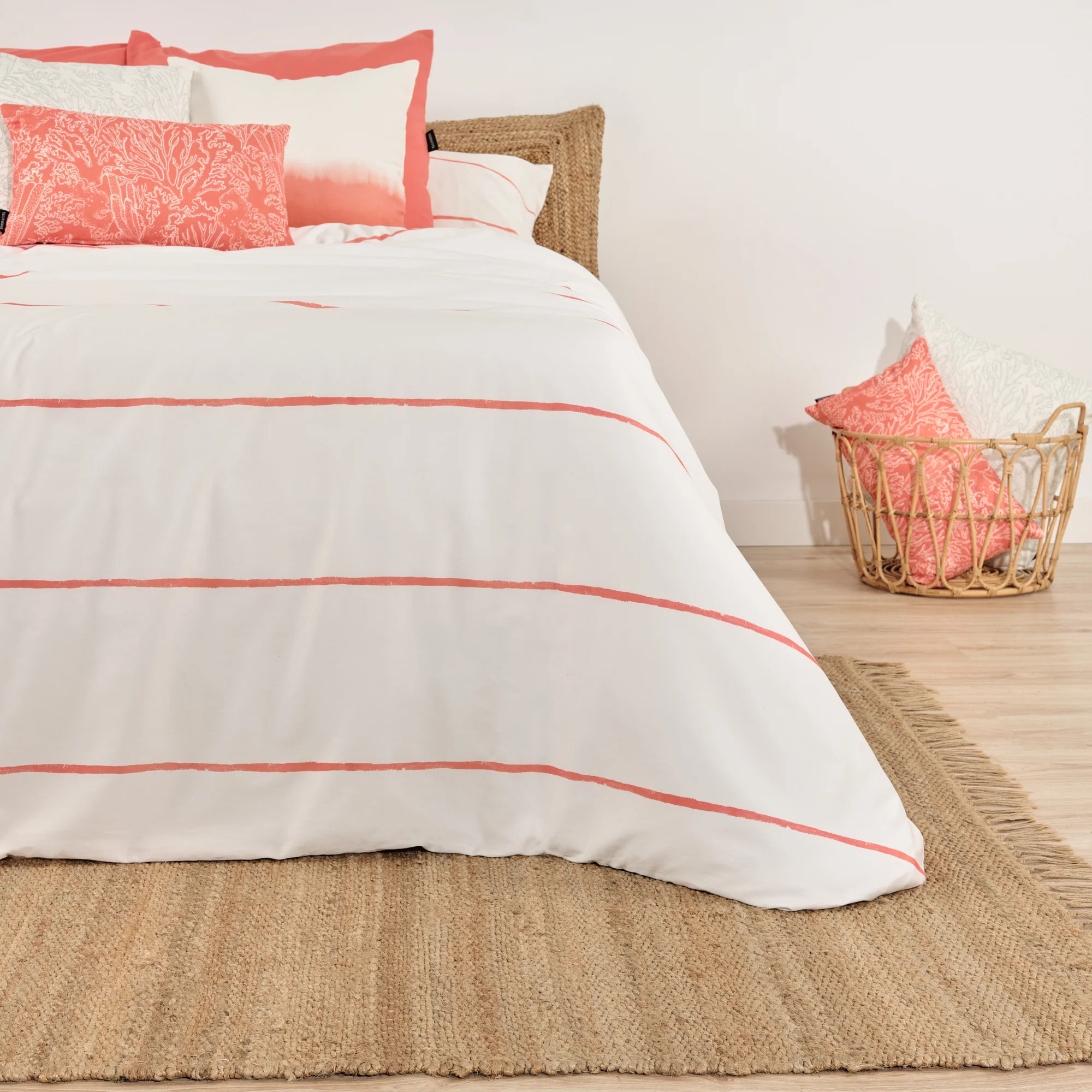 Housse de couette réversible en popeline 80 fils Coral-Ibiza Coral