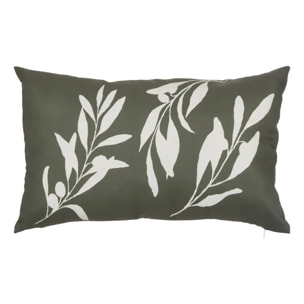 Housse de coussin d'extérieur Tileo 50x30cm motif feuilles vert foncé