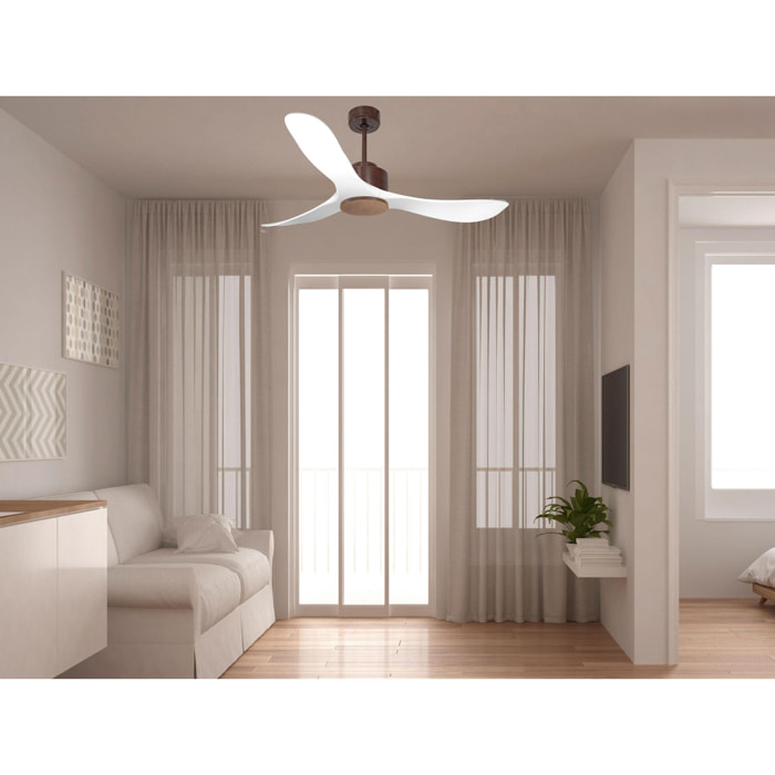 Ventilateur de plafond Wifi Moteur à courant continu Télécommande Hypersilence Mémoire Shopify Vendible (AUTOMATIQUE) 40   W brun