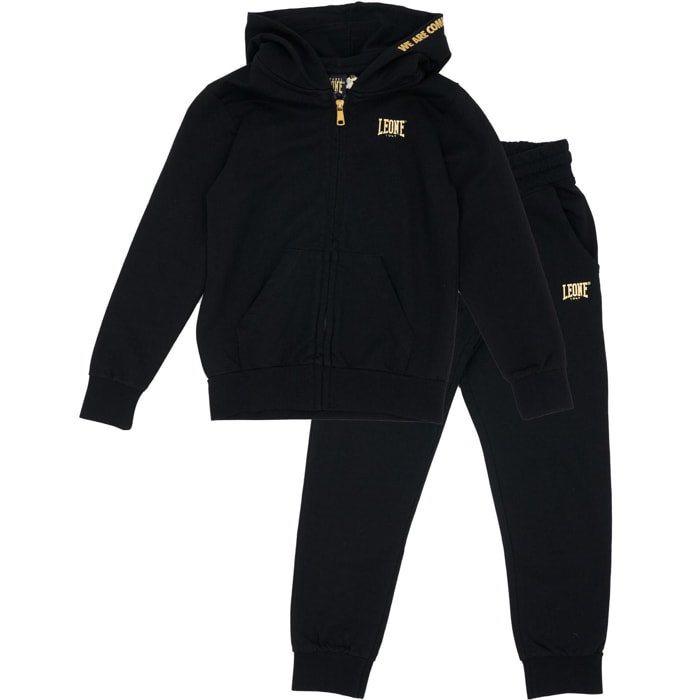 Tuta da bambino non felpata con zip e cappuccio Leone Gold