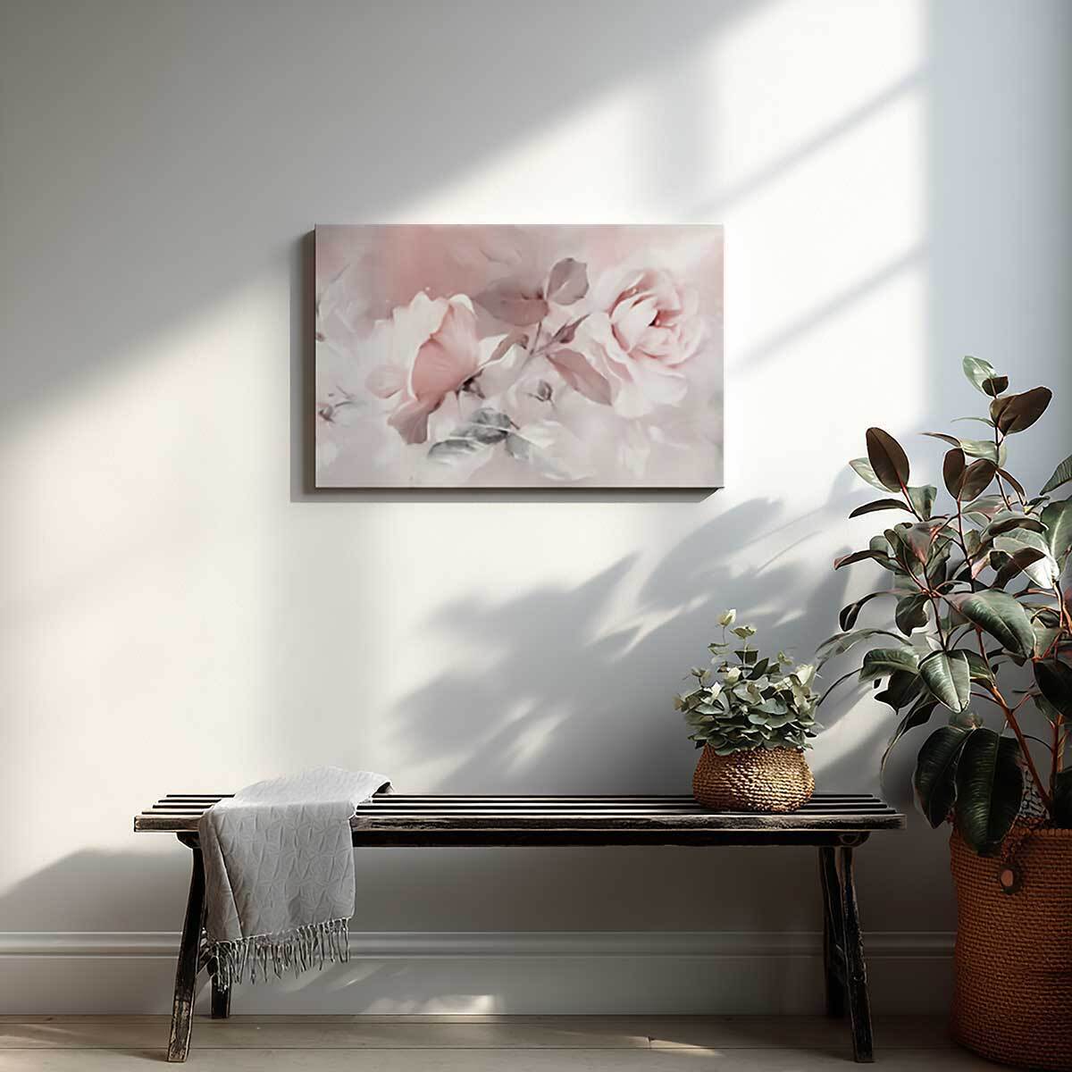 Tableau floral rose en aquarelle douce Toile imprimée