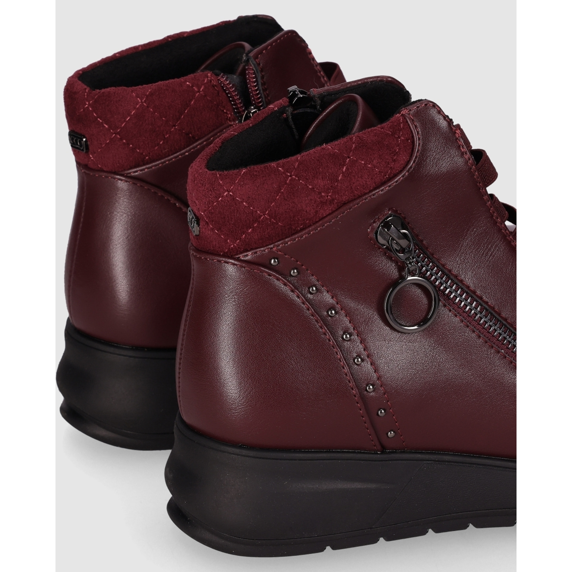 Botines de Piel Sintética - Vino - Tacón: 3 cm